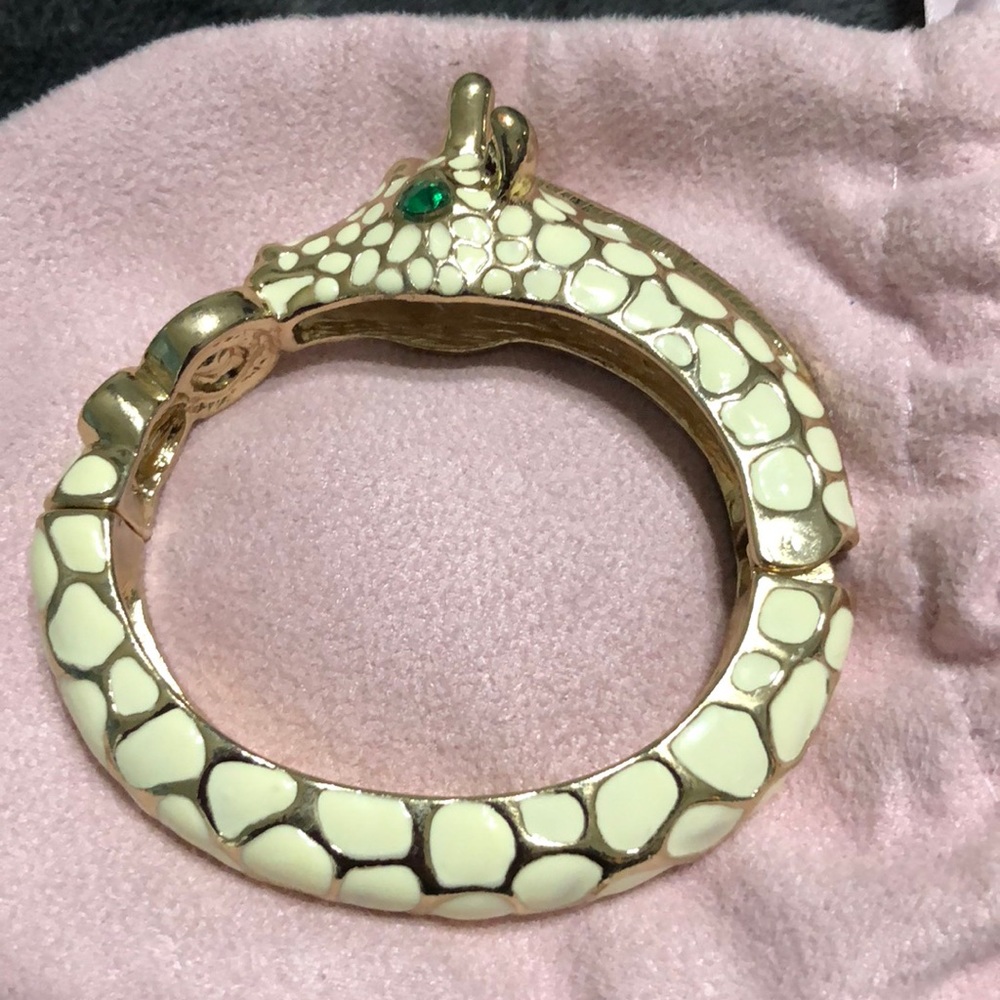White enameled hinged giraffe bracelet/bangle